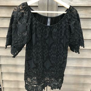 Dance in Paris, lace short sleeve top